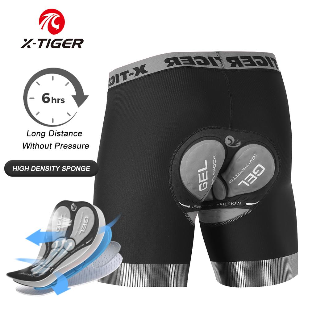 Pantalones Cortos de Ropa Interior para Ciclismo para Hombre X-TIGER con Acolchado 5D, Deportivos para Montar en Bicicleta, Bicicleta, MTB, Forro con Pinzas Antideslizantes en las Piernas
