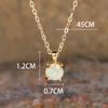 Female Crystal White Opal Stone Round Pendant Necklace Vintage Gold Color Wedding  For Women
