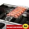 Barbecue Grilling Basket 6 Hot Dogs Metal Barbecue Sausage Rack Grill Mesh Clip Holder Picnic
