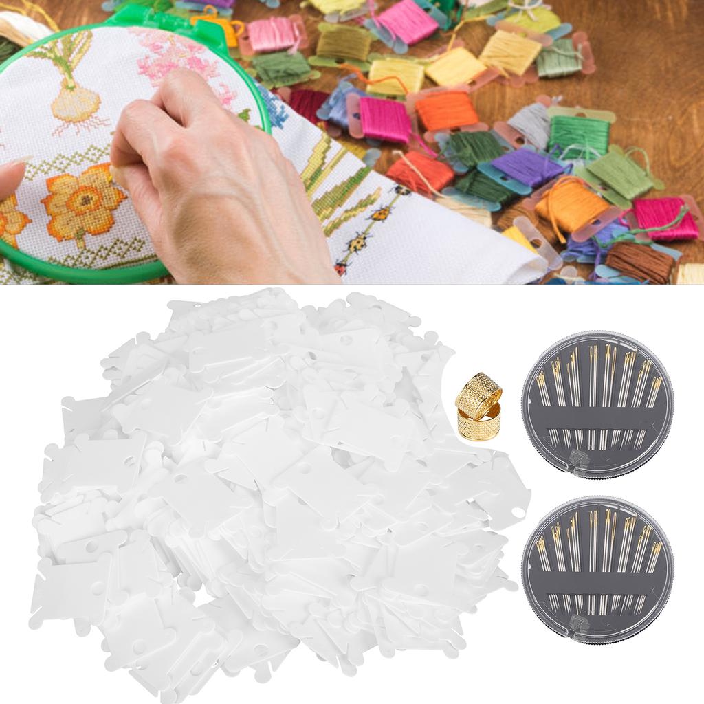 400Pcs Cross Stitch Winding Board Plastic Thread Winder Plate DIY Sewing Accessories