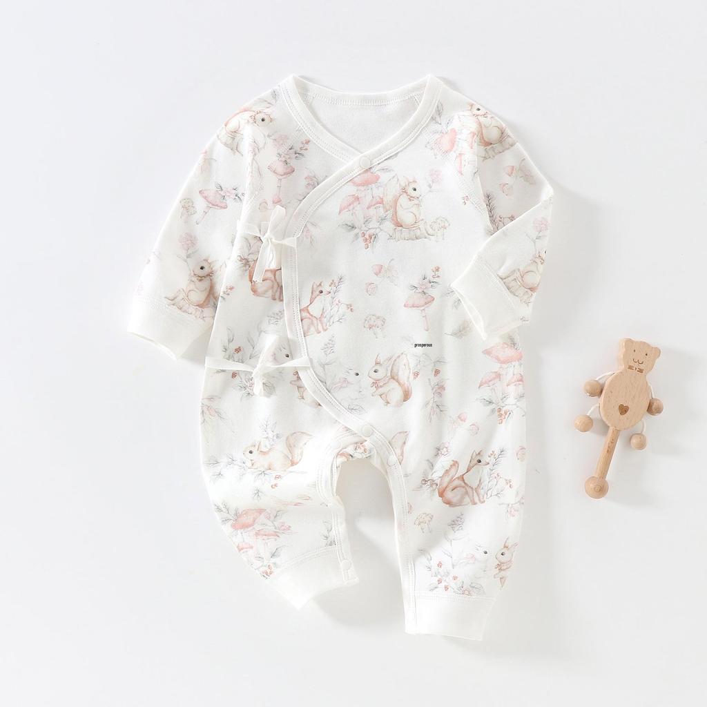 Antibacterial Cotton Baby Jumpsuit with Belly Protection for Spring and Autumn