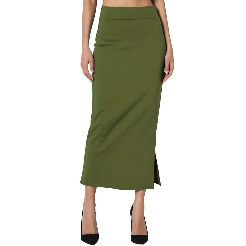 Women's Skirt Solid Color Hip Skirt Slit Long Skirt