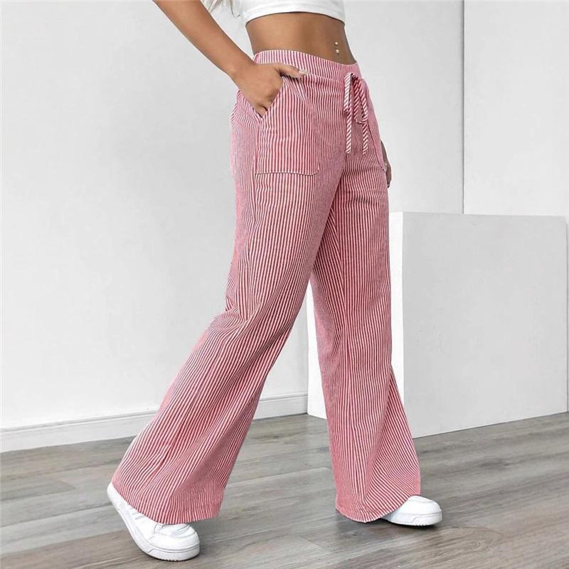 European And American Women's Casual Pants, New Striped Trousers, All-match Street Loose Wide-leg Pants For Women