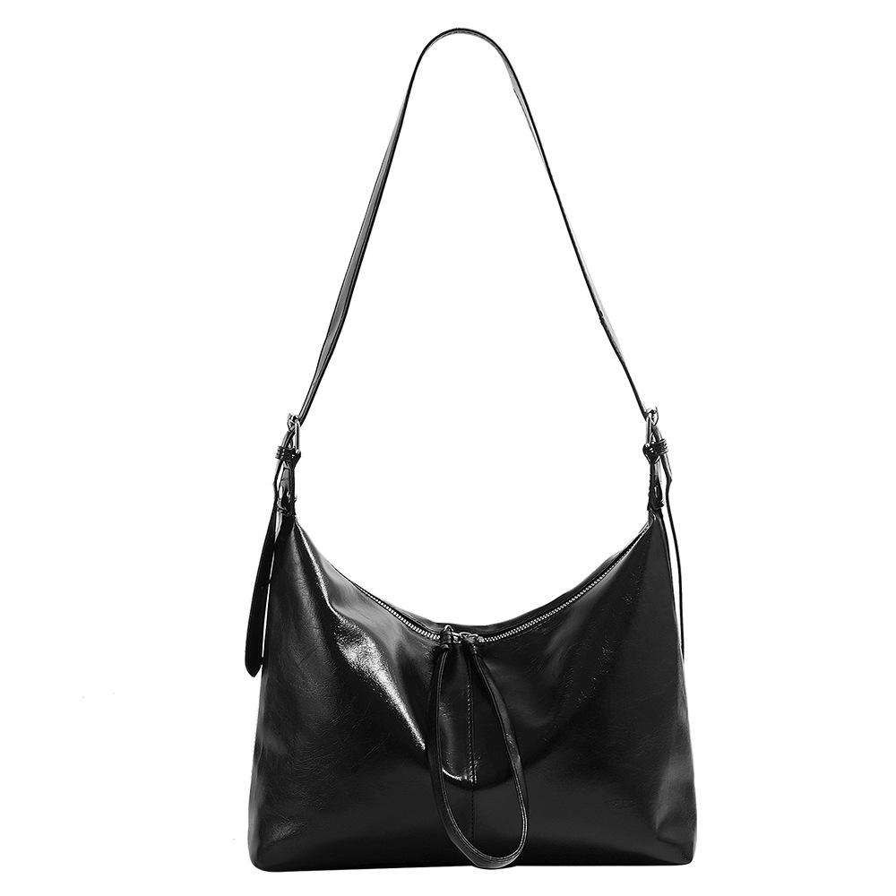 2025 New High-End Large Capacity Black Underarm Bag Versatile Fashion Simple Soft Leather Single Shoulder Crossbody Women's Bag Trendy