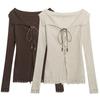 Retro Hot Girl Lace-Up Knit Cardigan - Slimming Long Sleeve Design