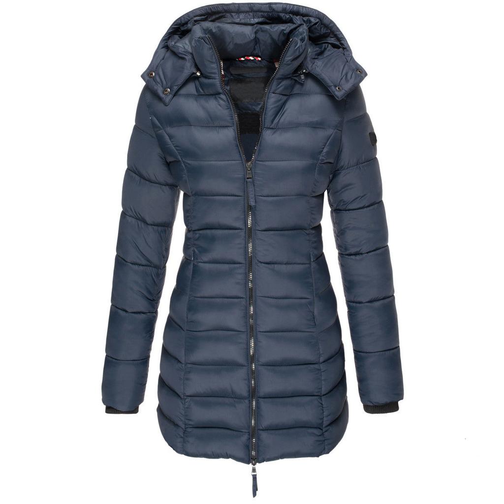 Winter Jackets for Women Zipper Hooded Cotton Padded Jackets Long Sleeve Warm Coat Slim Parka Female Portable Outwear