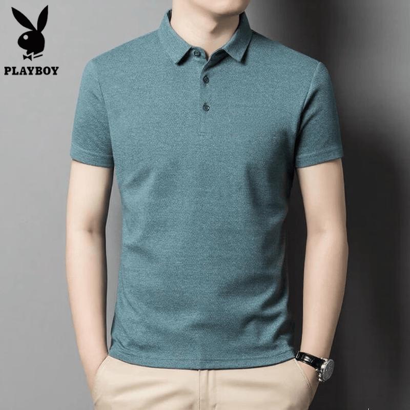 Playboy Men s Summer Solid Lapel Polo Shirt L