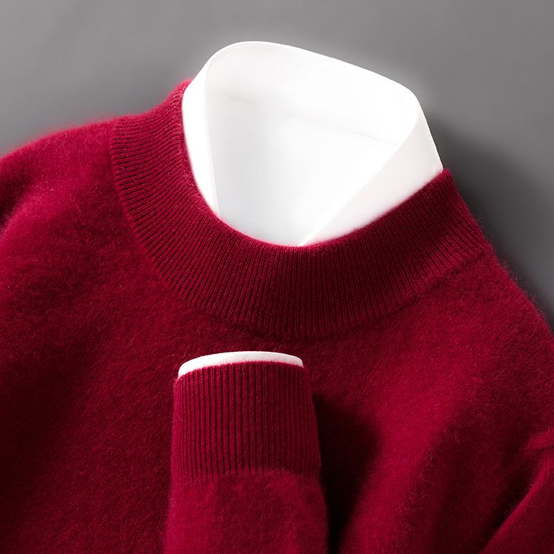 Men s 100% Pure Wool High-Neck Knit Pullover Sweater XL