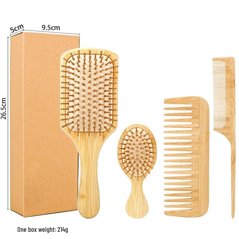 JINGRUIXIANG Bamboo Air Cushion Hairbrush & Comb Set