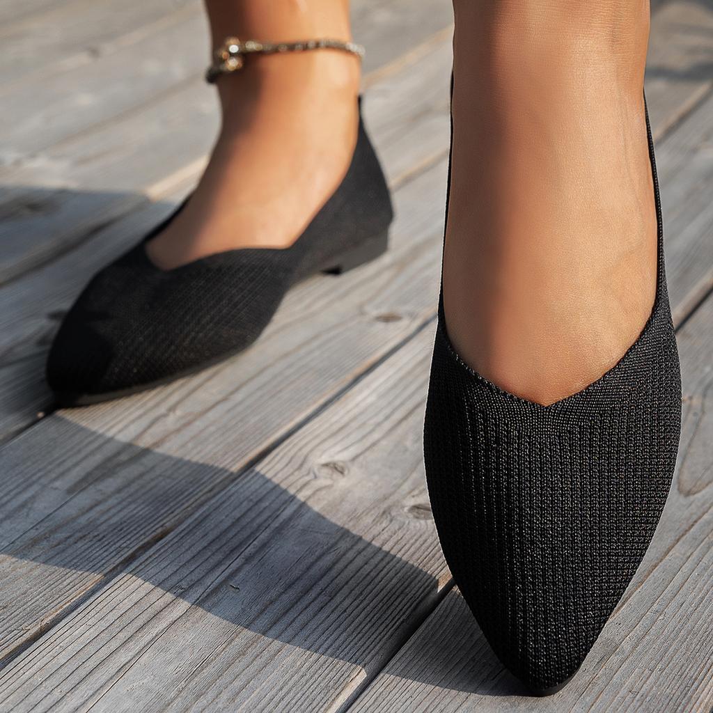 Frühling und Herbst Ballerinas Mode Freizeit Damen Ballerinas Spitzstrick Elastisch Bequem Boutique Schuhe