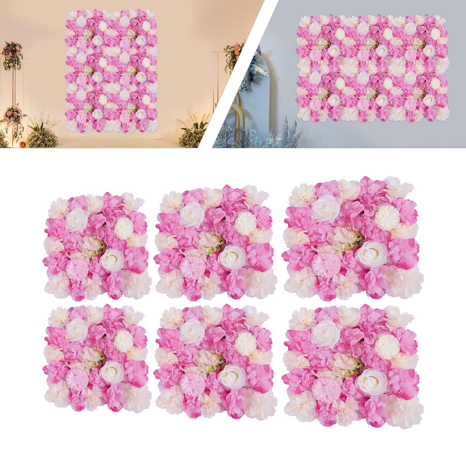 

6-Piece 3D Artificial Flower Wall Panel Silk-Plastic Floral Wall Mat Realistic Hydrangea/Rose DIY Design for Wedding Backdrop United States