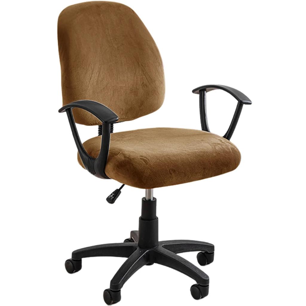 Stretch Elastic Velvet 2 Piece Universal Computer Chair Seat Cover Rotating Office Chair Slipcover