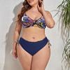 2 Teile/satz Frauen Bikini Druck Einstellbar Plus Vintage Muster Größe Sling Split Badeanzug für Urlaub