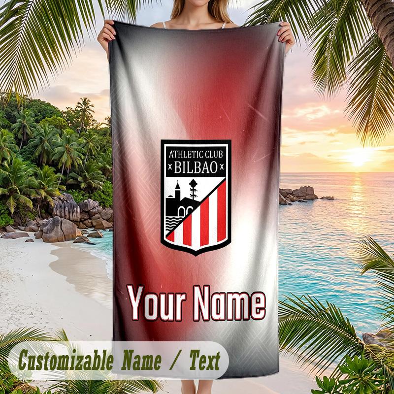 Beach Towel Athletic Bilbao FC Print Custom Name Text Soft Towel for Swimming Pool