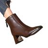 Square head British Martin boots women's versatile autumn and winter French retro high-heeled short boots thick heel new French retro