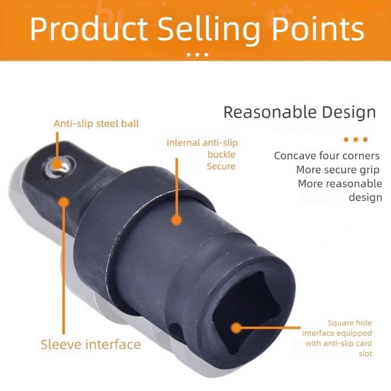 K1AE Professional 1/2Inch Drive Universal Joint Adapter Reinforced Steel Construction Square Socket For Power Tool