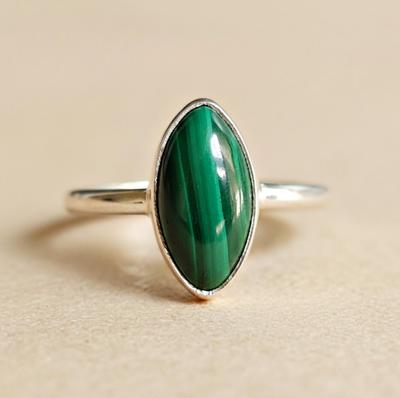 Statement Malachite Ring, Gemstone Ring, 925 Solid Sterling Silver, Handmade Jewelry, Boho Ring, Gift for Her