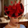 Pălărie Derby Elegantă cu Pene Bicoloră Europeană Americană Franceză Accesorii Păr pentru Femei Nuntă Bal Formal Club de Curse