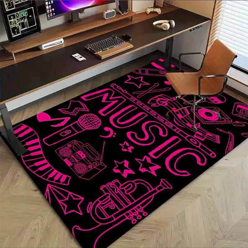 1PC Music Instruments Extra Large Non Slip Floor Carpet, Office, Family, Bedroom, Studio Large Area Rug Indoor Rugs, , Vibrant Colors