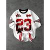 Women's Summer Minimalist Crew Neck Short-Sleeve Loose Casual Sports Printed Jersey T-Shirt