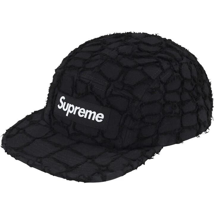Supreme Frayed Croc Denim Camp Cap Black One-Size