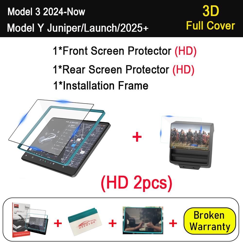 Full Cover Tempered Glass Film Protector For Tesla Model Y Juniper Model 3 Highland 2025 Rear Center Control Screen Protective