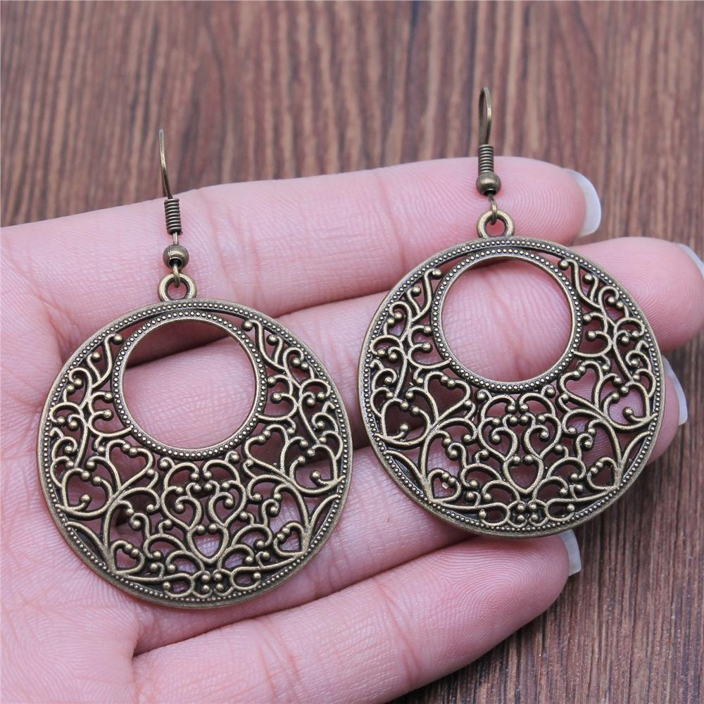 38 Styles Women Ethnic Style Jewelry Earrings Bohemia Carved Round Oval Waterdrop Flower Pattern Dangle Earrings Drop Earrings