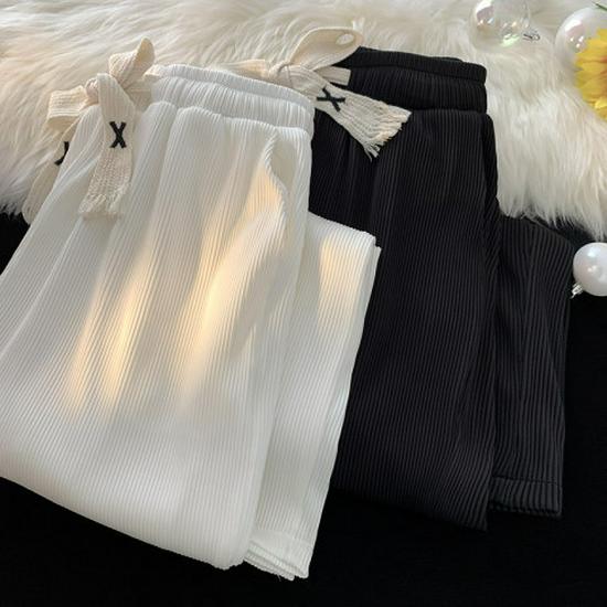 Women's Corduroy Straight-Leg Trousers - Plus Size, Slim, Wide-Leg, Casual, Ideal for Spring and Autumn.