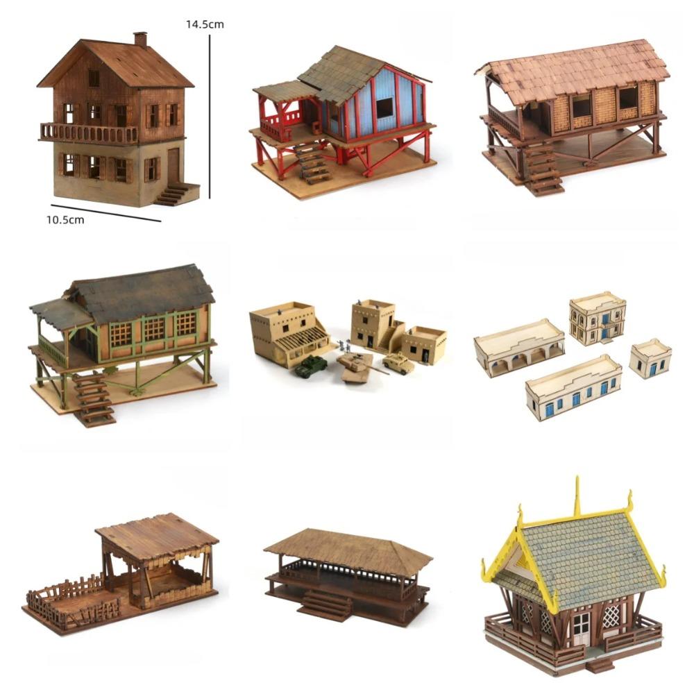 1/72 Holz-Bausatz Südostasien Haus Tempel Naher Osten Konstruktion Puzzle Modellbausatz für DIY Handgemachte Szene