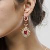 Indian Red Zircon Vintage Bridal Long Wedding Earrings Jewelry