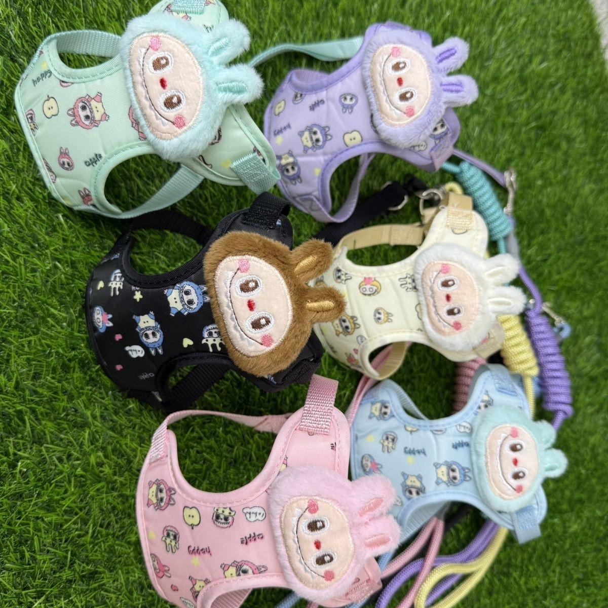 

The Labubu-patterned Pet Dog Leash and Shoulder Strap Can Be Adjusted for Small and Medium-sized Outdoor Dog Walking M (dogs within 4.5-9 kg) синій