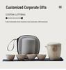 Compact Ru Kiln Travel Tea Set: Portable Quick-Brew Teapot & Teacups for One