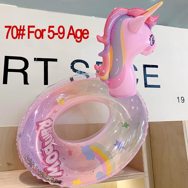 Inflatable Float Baby Swimming Circle Rainbow Sequined Unicorn Swim Circle Water Fun Toys Children Birthday Holiday Party Gifts