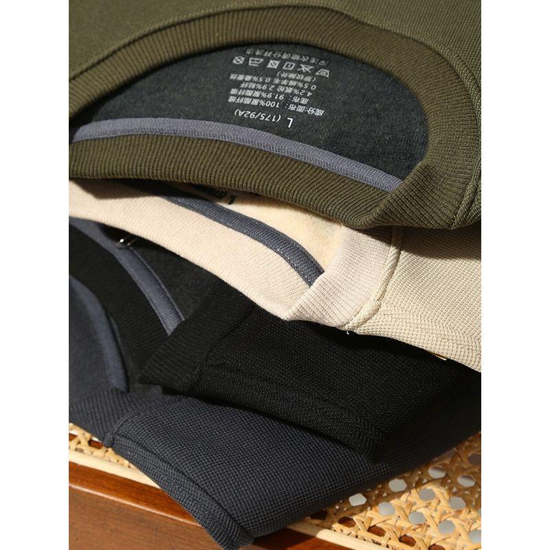 Sheep Wool Mulberry Silk round Neck Sweatshirt Men 2024 New Autumn/Winter Fleece-lined Thickened Export Men Casual Jacket