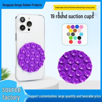 Support de téléphone portable à ventouse en silicone avec 19 ventouses rondes double face