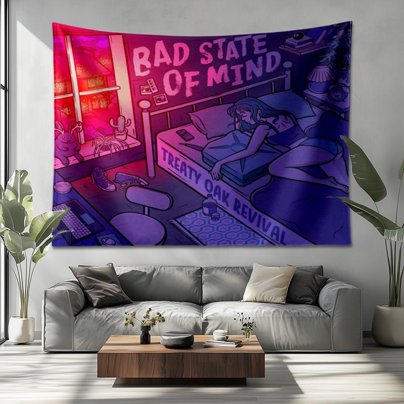 VIKAMA Retro Anime Girl Tapestry Decadent and Laidback Style Wall Hanging Cloth for Bedroom Dormitory Living Room Decoration