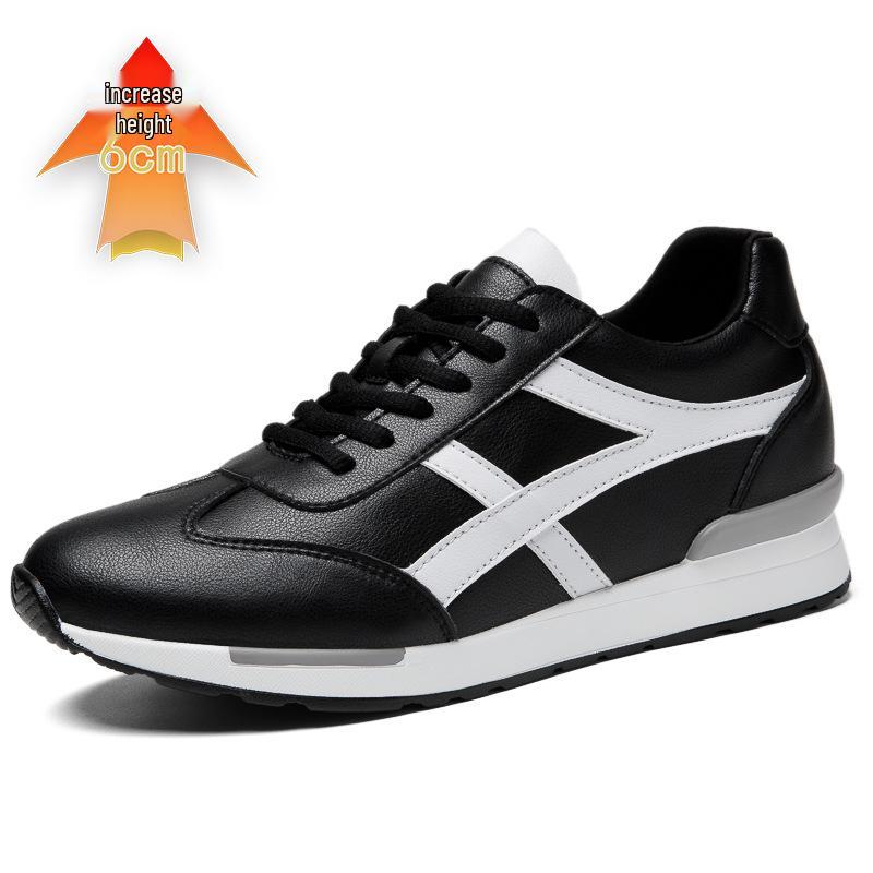 Men s Lace-up Casual White Shoes with 8cm Height Increase 37