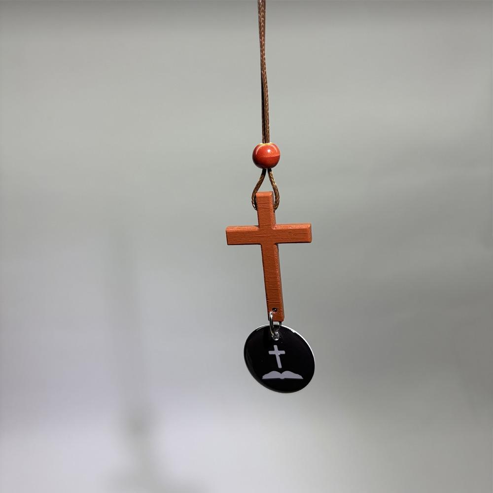 

Handmade NFC Bible Cross Pendant Inspirational Cross Hanging Ornament Car Mirror Hanging Church Style D
