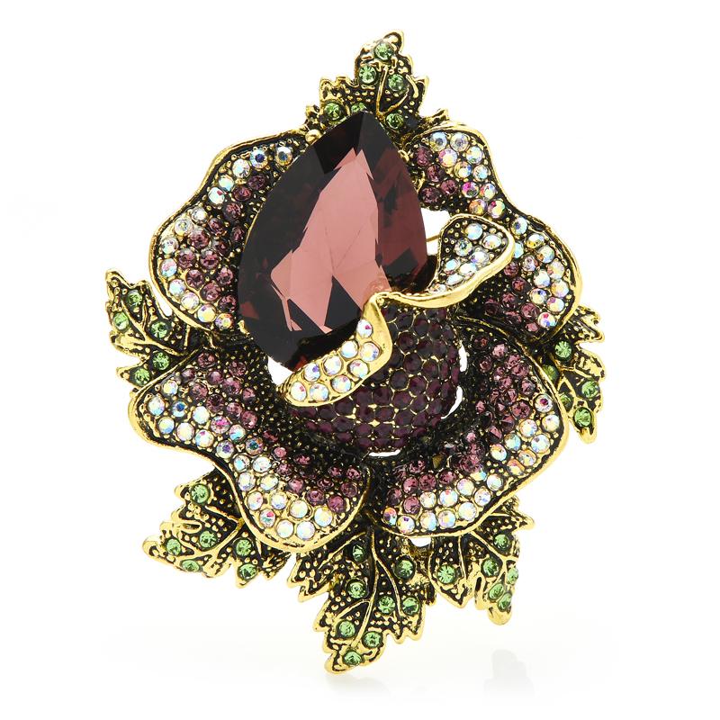 Store Rhinestone Blomsterbrosjer For Kvinner Unisex Farge Bryllup Selskap Brosjenåler Gaver