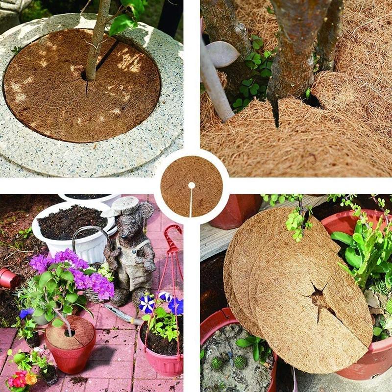 1Pc Natural Coconut Fiber Tree Mulch Mat Cover Protector 20/30/35/40Cm Flower Pot Disc Pad Weed Control Warm Moisture Cushion