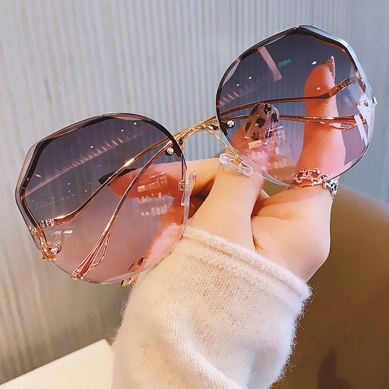 Fashion Rimless Sunglasses Vintage Sun Glasses Women Brand Travel Gradient Sun Glasses Luxury Eyewear