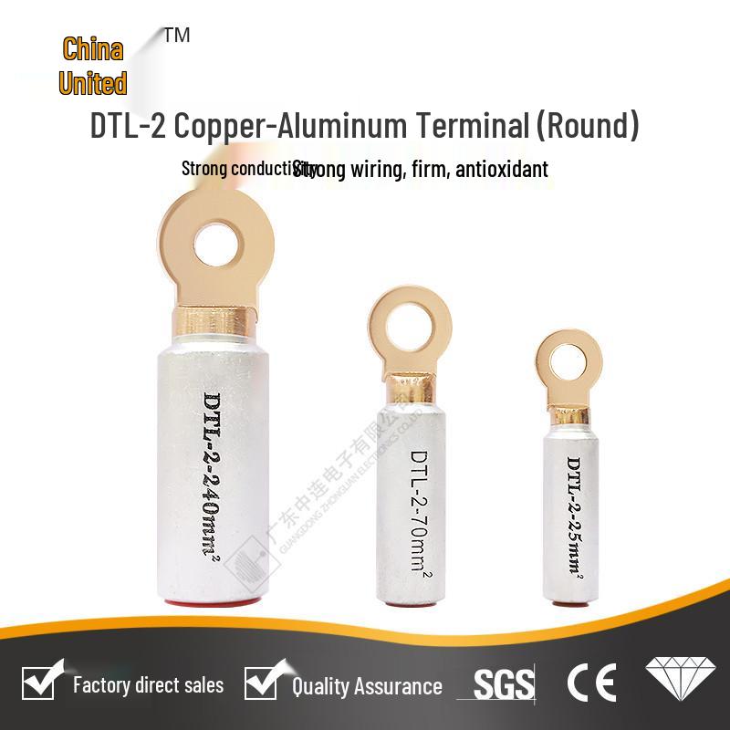 DTL-2 Round Copper-Aluminum Pin Terminal Lug - Tin Plated Purple Connector