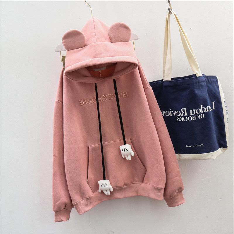 Autumn and Winter Women's Sweater Fleece Thickened Letter Embroidered Sweater Women's Jacket Loose Student Hoodie