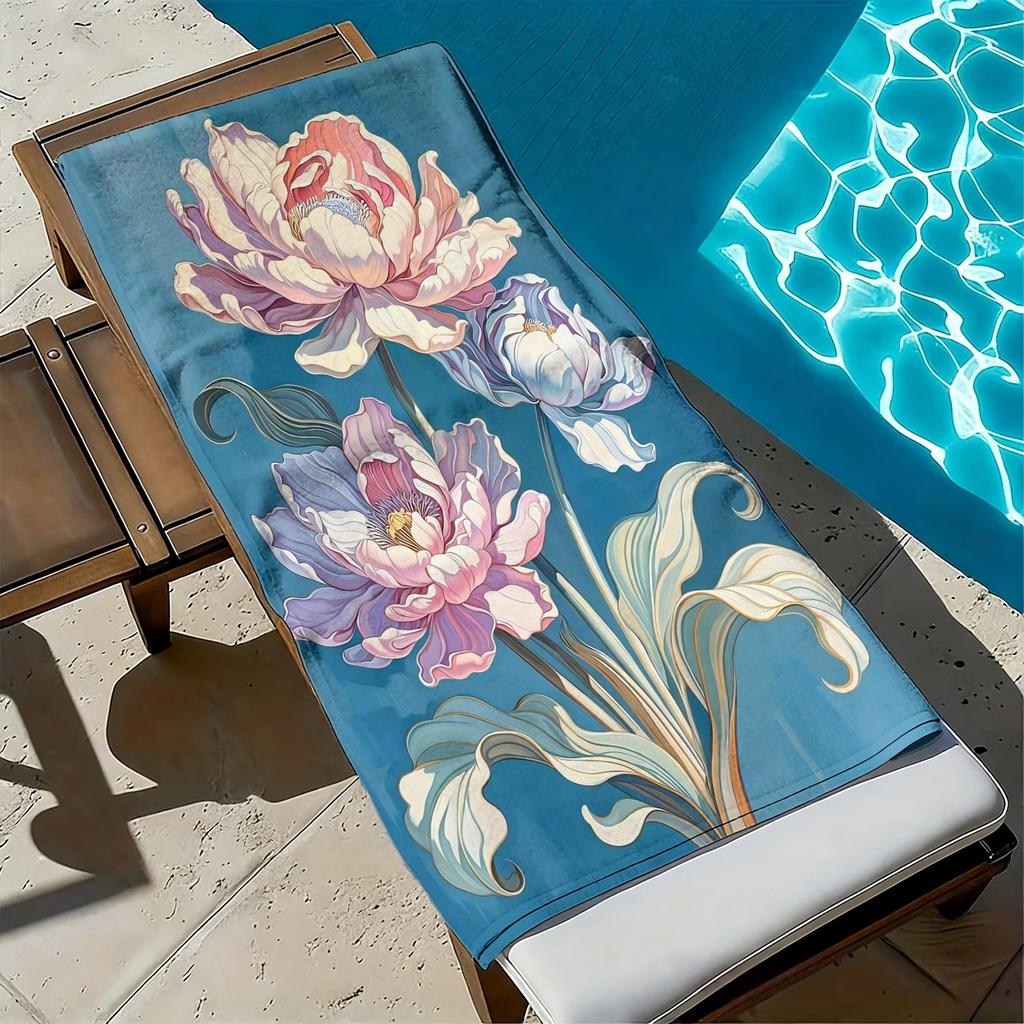 Colorful watercolor floral theme polyester microfiber beach towel is highly absorbent, suitable for swimming and beach outings
