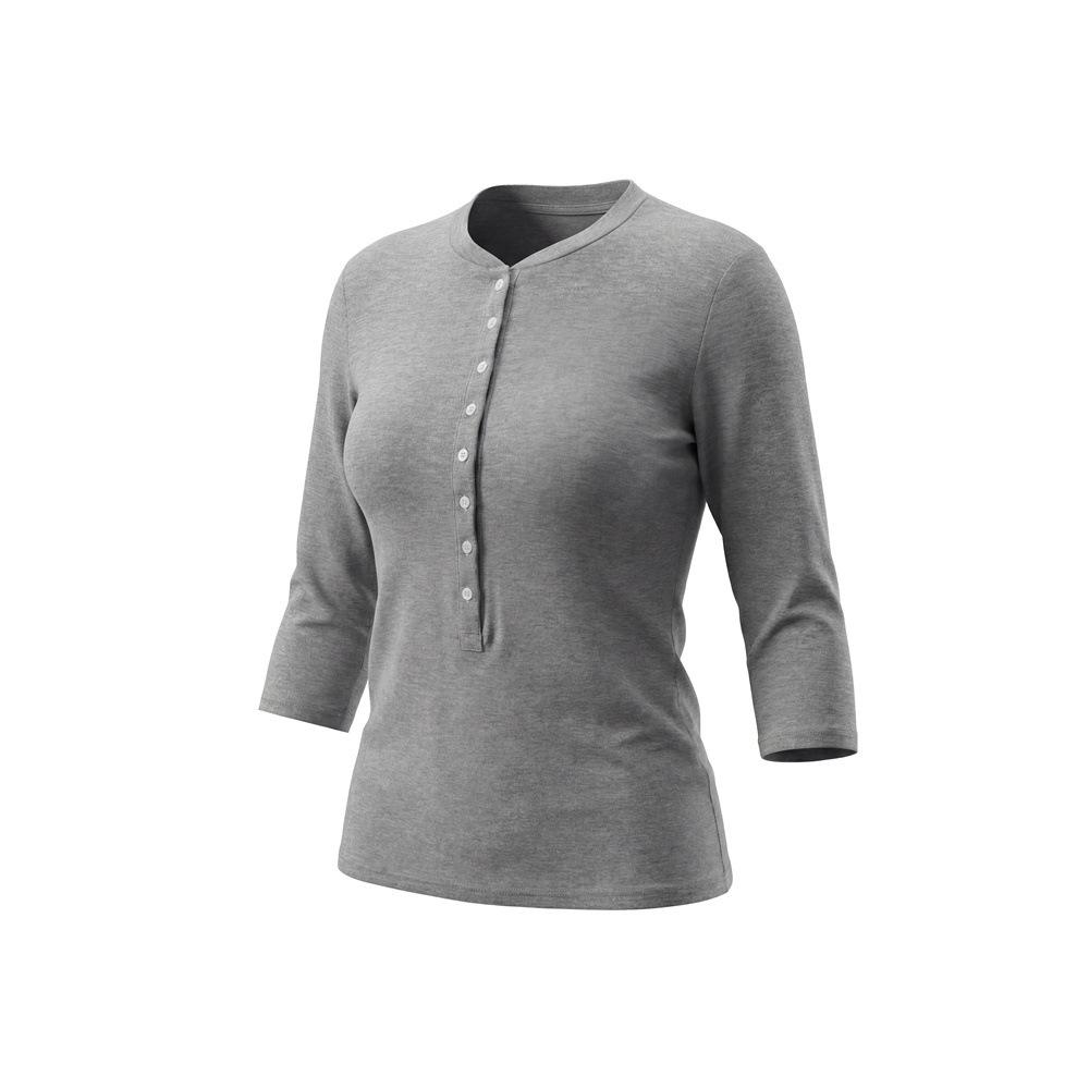 HeyHenry Damen Slim Fit Henley-Kragen 3/4 Ärmel Unifarbenes Oberteil