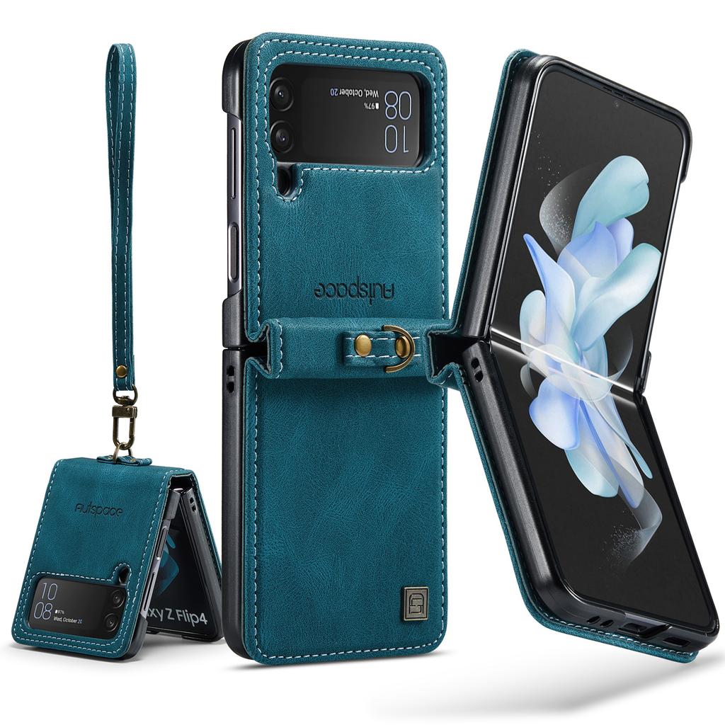 Einfache Leder Handy Klapphülle Für Samsung Galaxy Z Flip 4 5G Lanyard Holster Vollständig Sturzsichere Hülle Für Galaxy Z Flip 4 Hülle