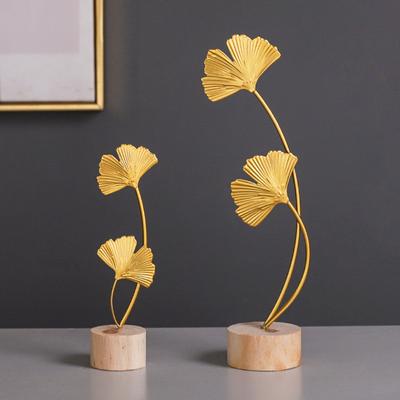 Light Luxury Gold Leaves Sculpture Simple Ginkgo Iron Art Ornament  Wine Cabinet