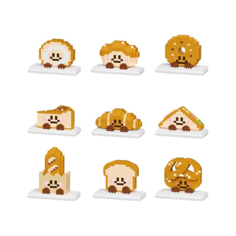 Compatible Building Blocks Bread Head Series Baguette Sandwich Swiss Roll Realistic Food Assembly Toy Figurine