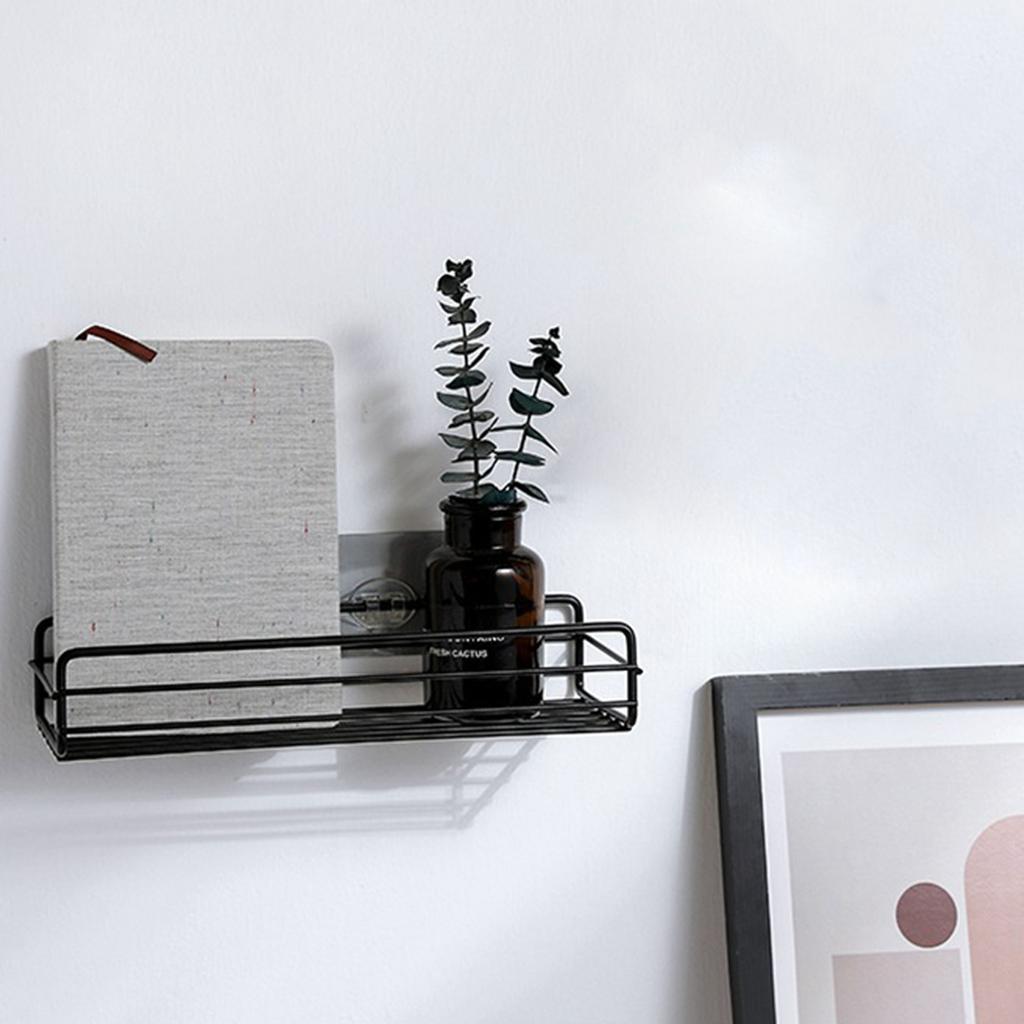 Wall Shower Rack Rustproof Rectangular Bathroom Storage Shelf   for Bathroom Kitchen Balcony Black