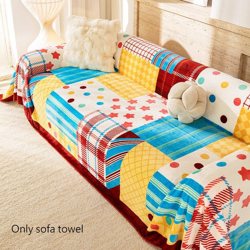 Cute Cartoon Sofa Cover Thickened In Winter New Blankets Suitable for Non-slip Pads In Autumn and Winter Home Textile Products